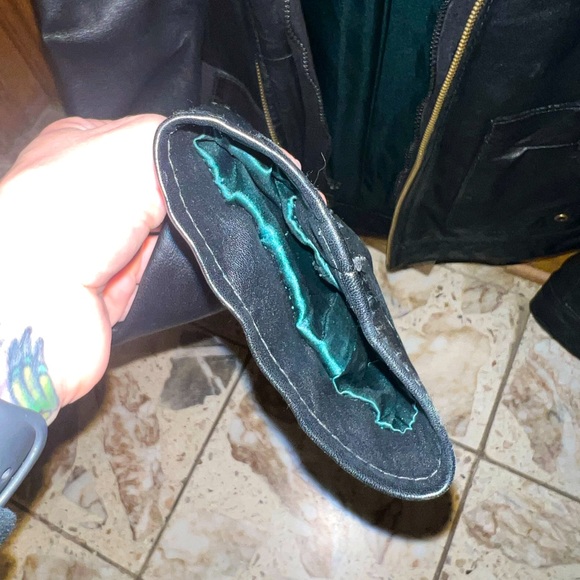 Marc New York black genuine leather jacket with removable hood green interior - Picture 11 of 11